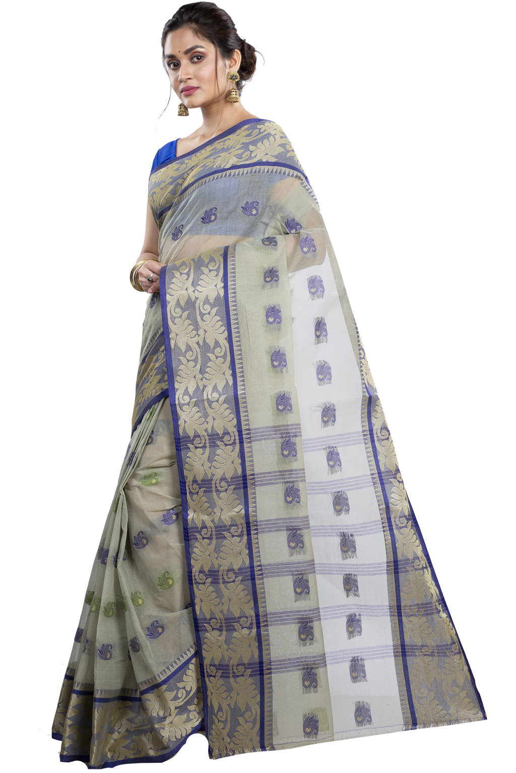 Grey Pure Cotton HasFul Tant Saree (786)